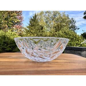 Tiffany & Co Crystal Bowl Faceted Rock Cut 9" x 3-3/8” Dish